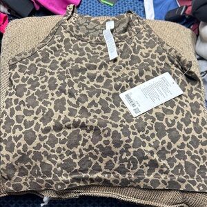 lululemon athletica Leopard Print Crop Top in Brown and Tan